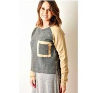 THML Charcoal and Beige Crew Neck Sweater